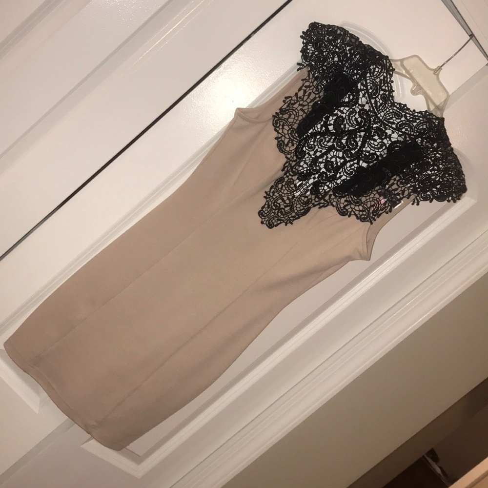 Blush and black lace lipsy mini dress